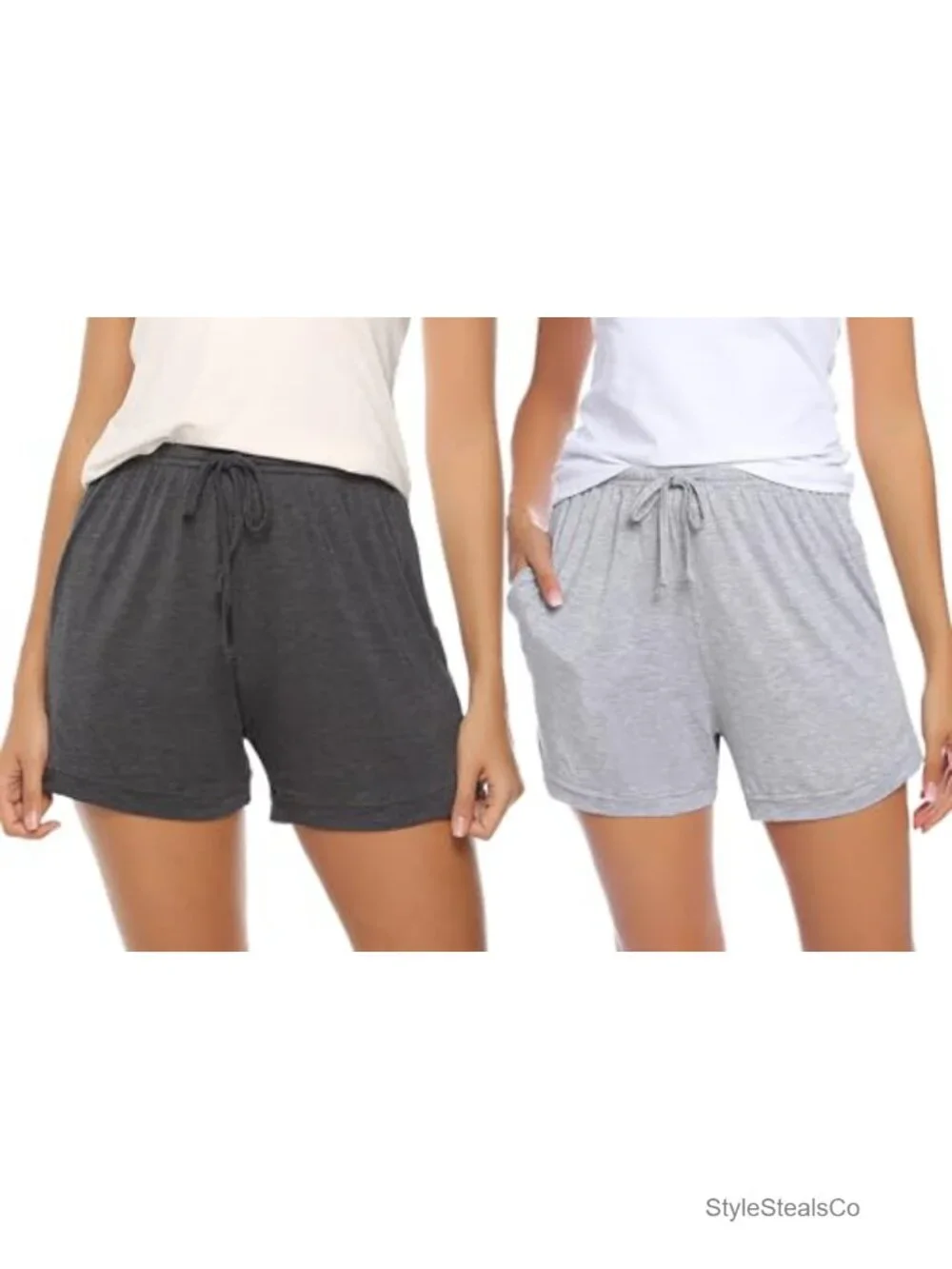 Cotton Pajama Shorts Women Soft Sleep Lounge Bottoms Elastic Waist with Pockets